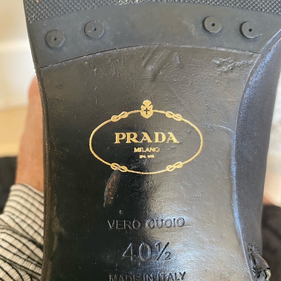 Prada black leather high boots size11 41.5 - Picture 2 of 5